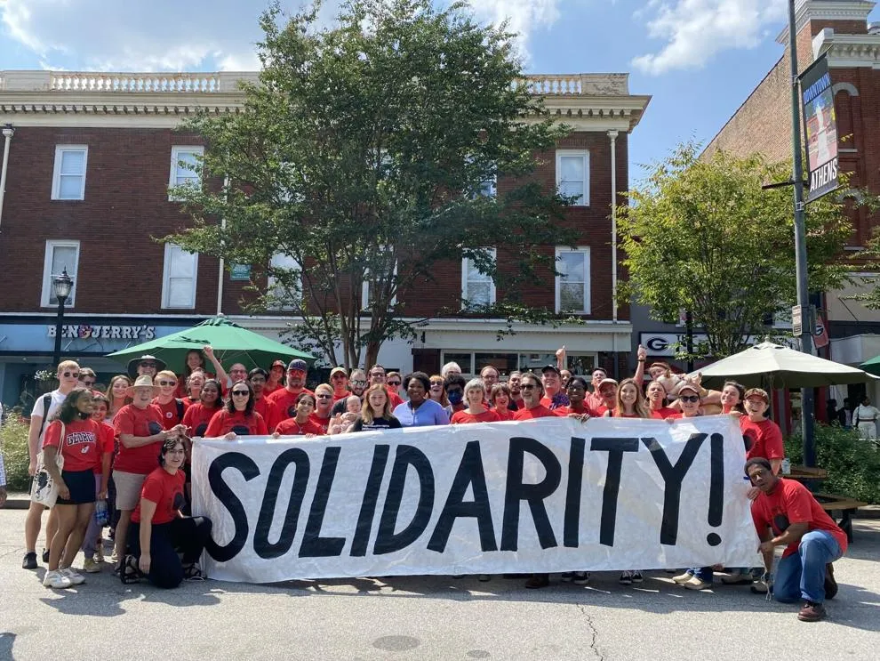UCW-UGA members rally in downtown Athens
